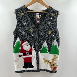 Holiday Time Oversized Christmas Knitted Vest – Size Small (Fits M/L)